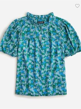 J. Crew Ruffle-trim short-sleeve top in hyacinth fields M